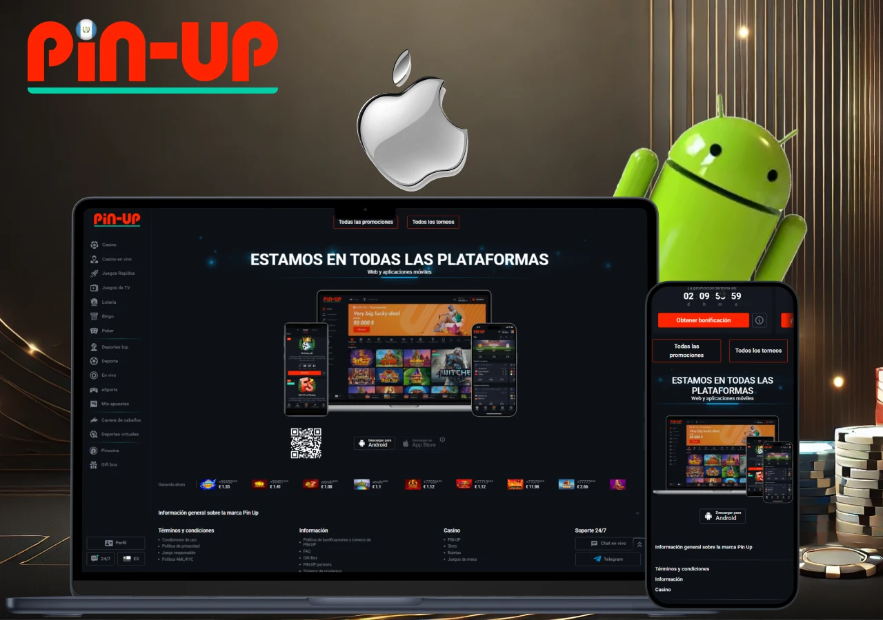 Aplicación móvil de Pin-Up Guatemala disponible para descarga en dispositivos iOS y Android