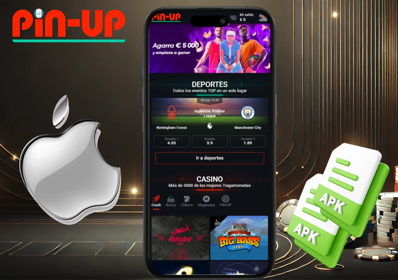 Proceso de descarga de la aplicación un dispositivo iOS con icono de Apple