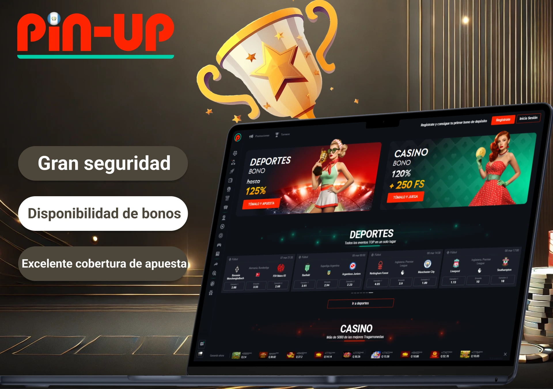 Principales características de la plataforma: seguridad, bonos y cobertura de apuestas.
